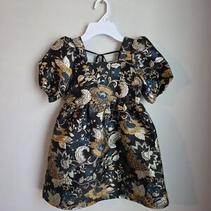GB Girls Elegant Black and Gold Floral Dress